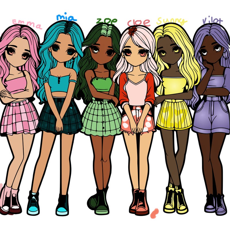 a group of girls realistic