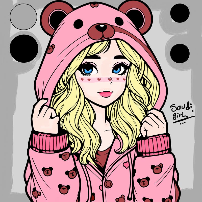 realistic girl in a animal pjs hoodie