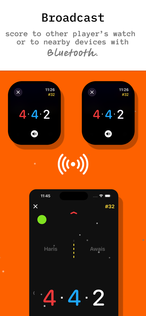 Side Out - Pickleball - Pickleball score broadcasting between Apple Watch and iPhone via Bluetooth