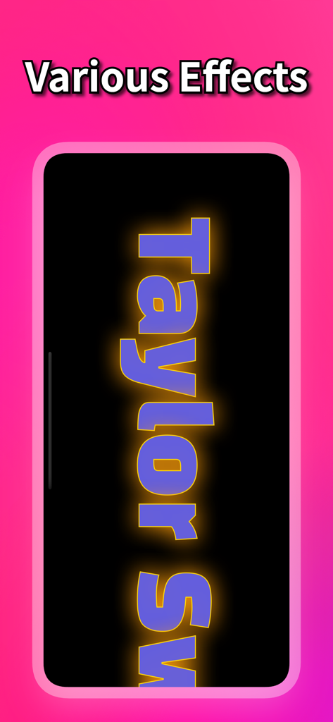 LED Banner, Scroller - Un smartphone mostrando un mensaje de banner LED brillante de color púrpura para un concierto de Taylor Swift