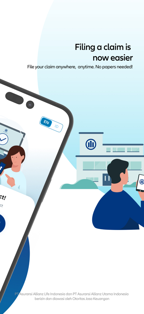 Allianz eAZy connect - A screen from the Allianz eAZy connect app illustrating how to file a digital insurance claim without paperwork