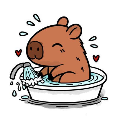 capybara taking a bath