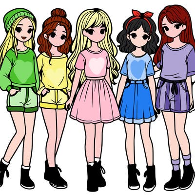 a group of five girls