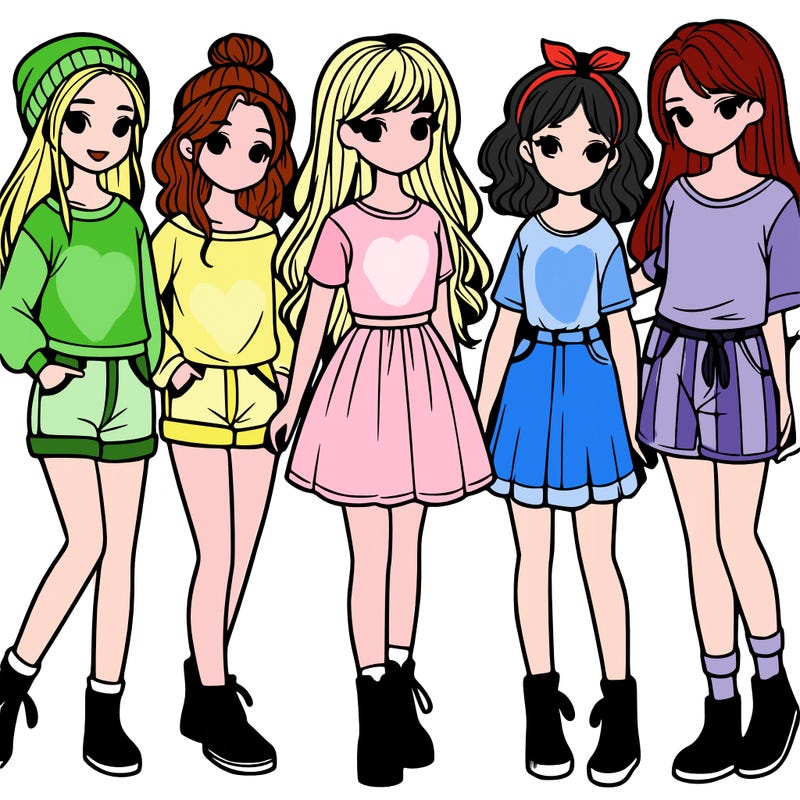 a group of five girls