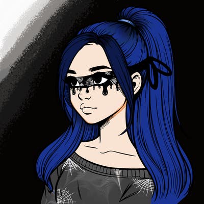 realistic girl with a high ponytail