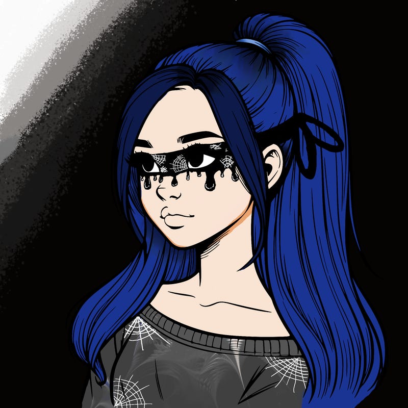 realistic girl with a high ponytail