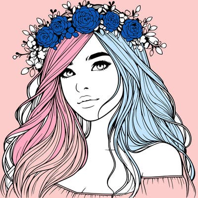 realistic girl with flower crown
