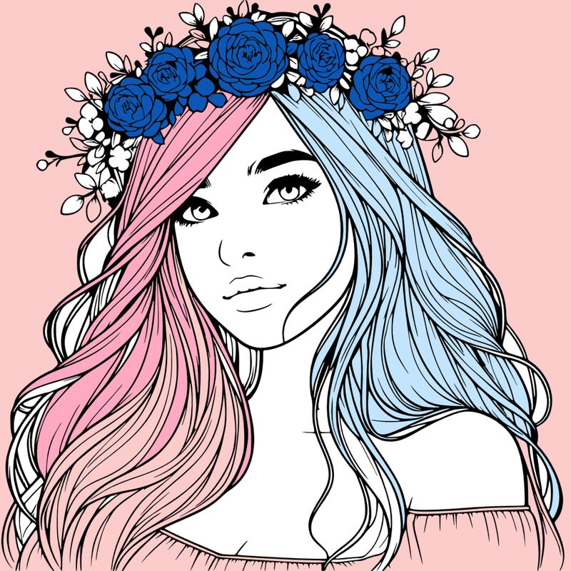 realistic girl with flower crown