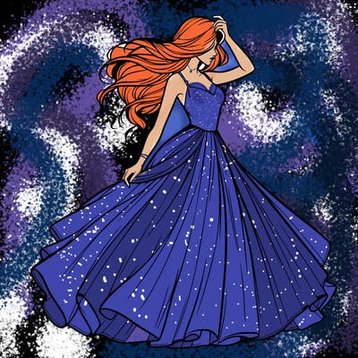 realistic woman with dress flowing in the wind