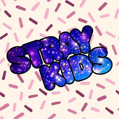 bubble letters saying stray kids