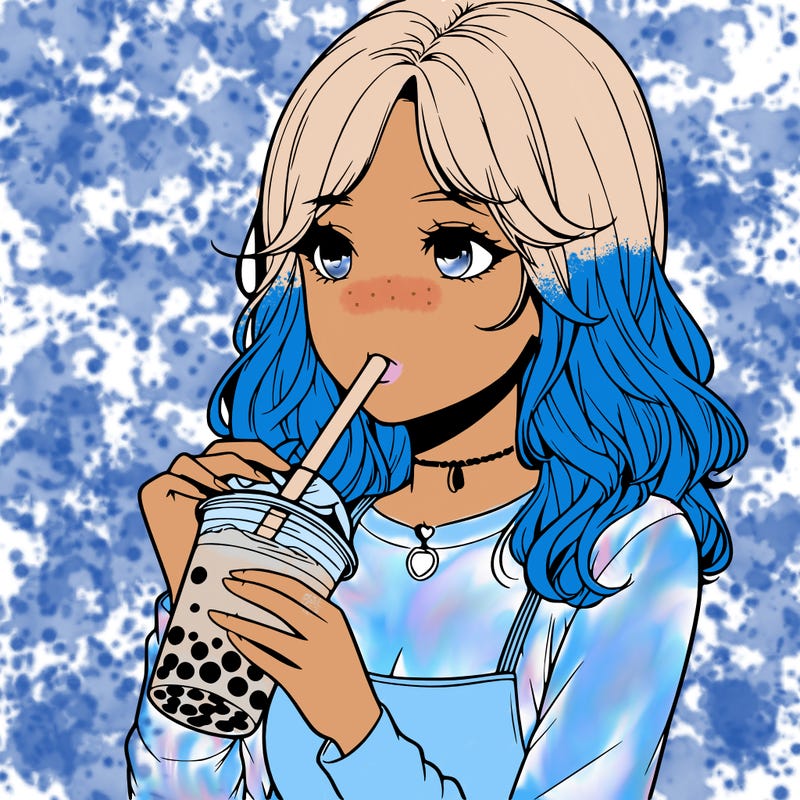 realistic girl drinking boba tea