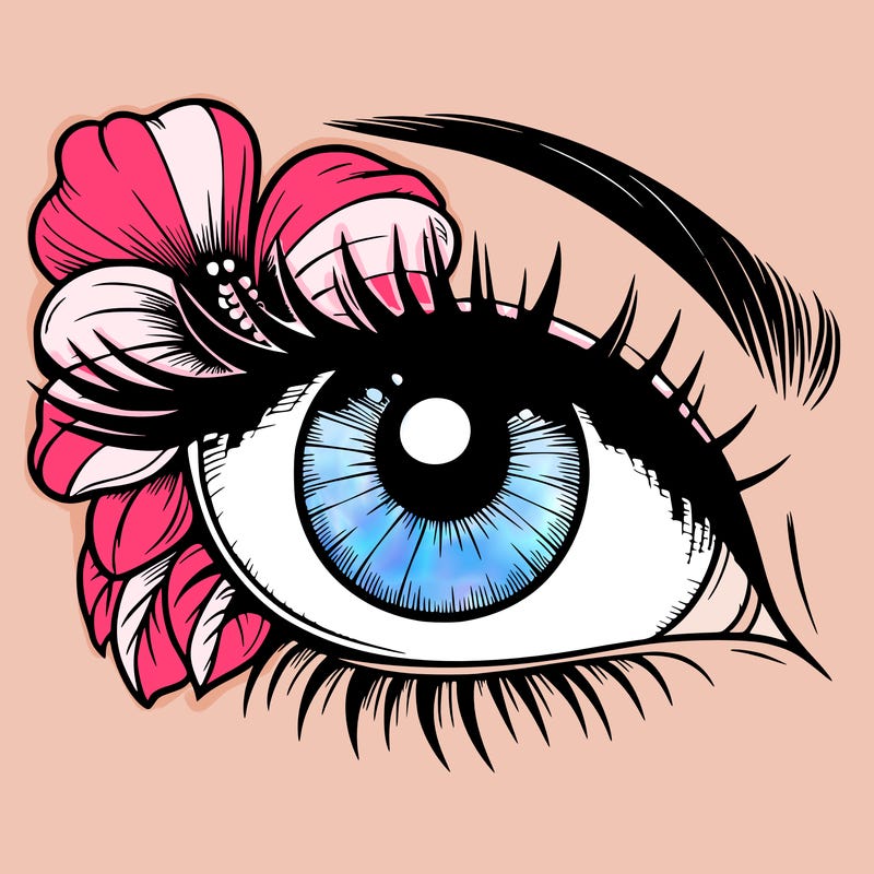realistic eye with flower