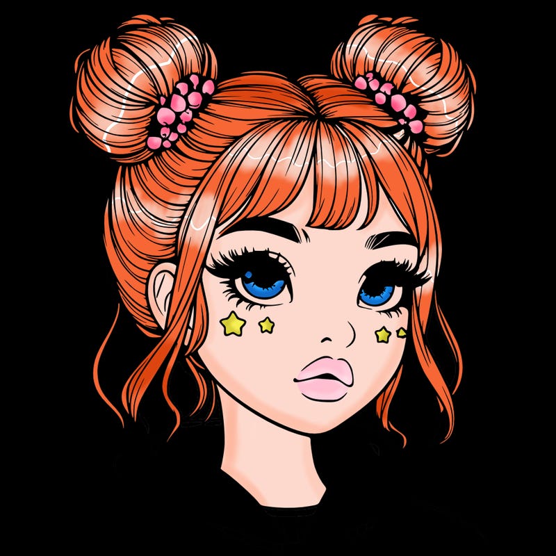 realistic girl with space buns