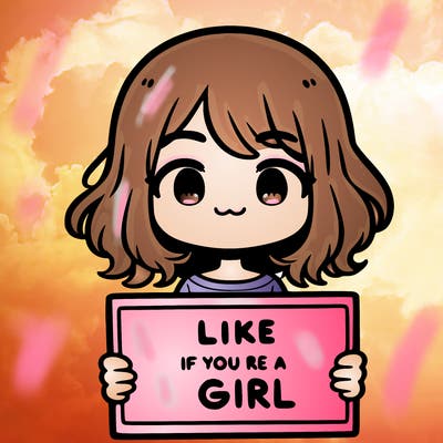 a cute girl holding a sign that says like if you’re a girl