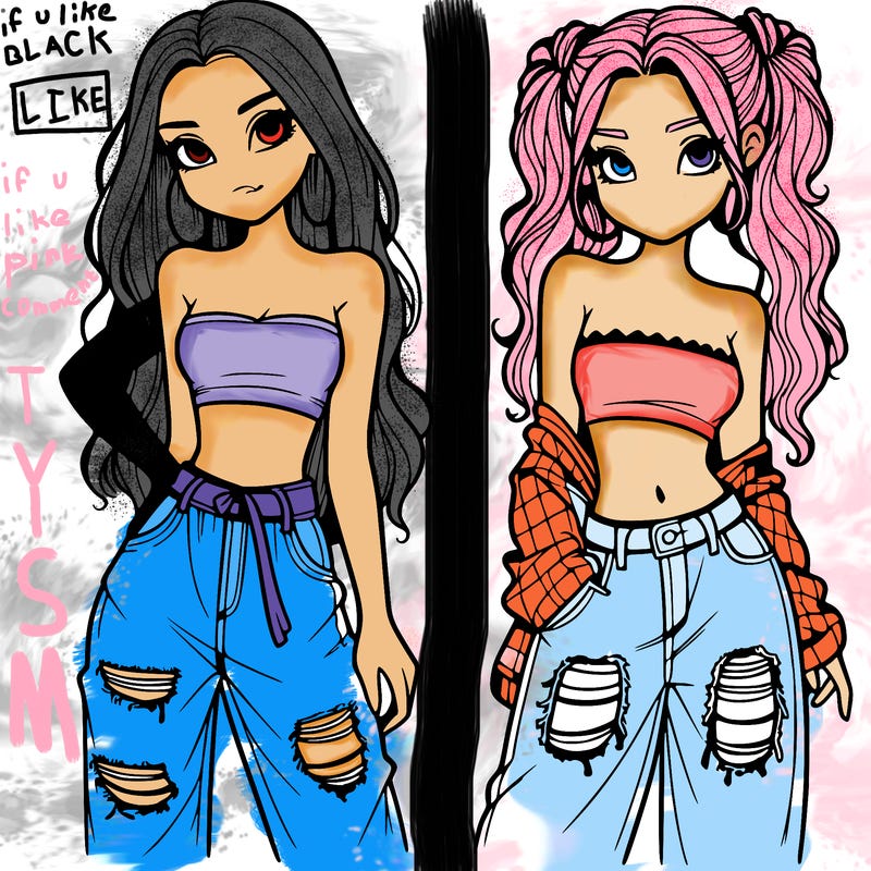 2 girls in crop tops and baggy jeans ripped