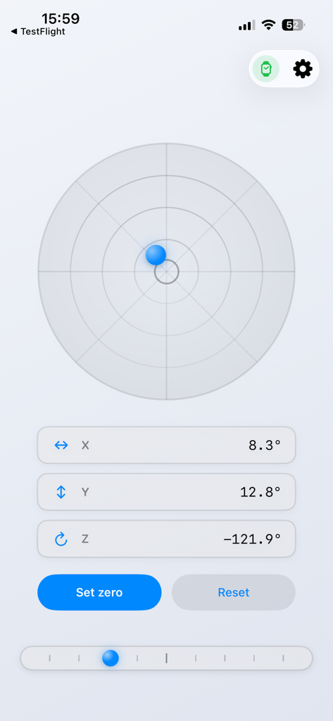 Inclinometer Pro - Digital bubble level interface of Inclinometer Pro app showing angle measurements in degrees for X Y and Z axes.