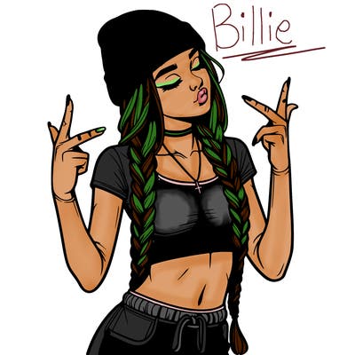 realistic teenage girl with braids and a beanie and crop top doing 🫶🏼