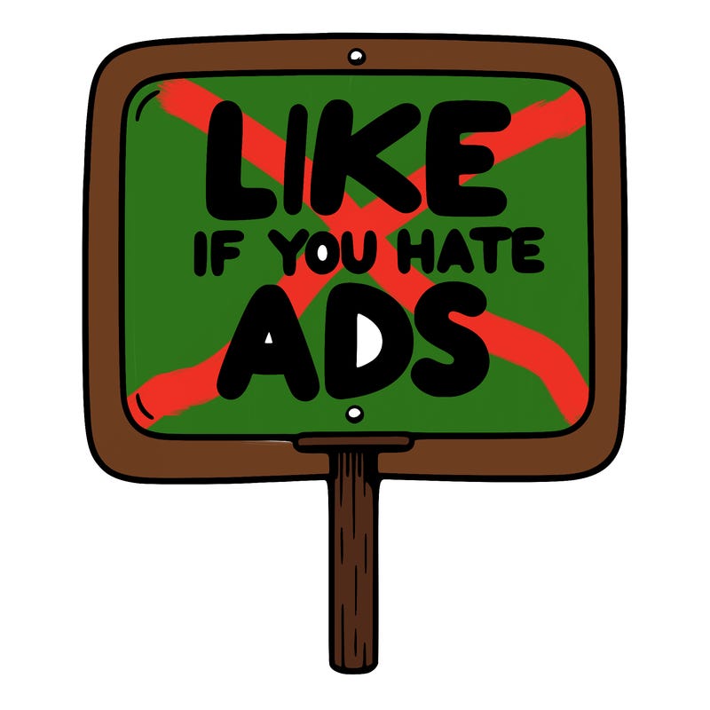 a sign that says like if you hate ads