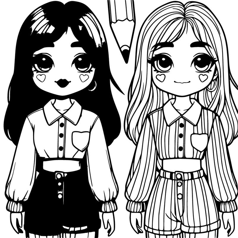 realistic girls with cute shirts and pants