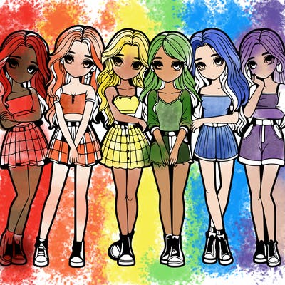 a group of girls realistic