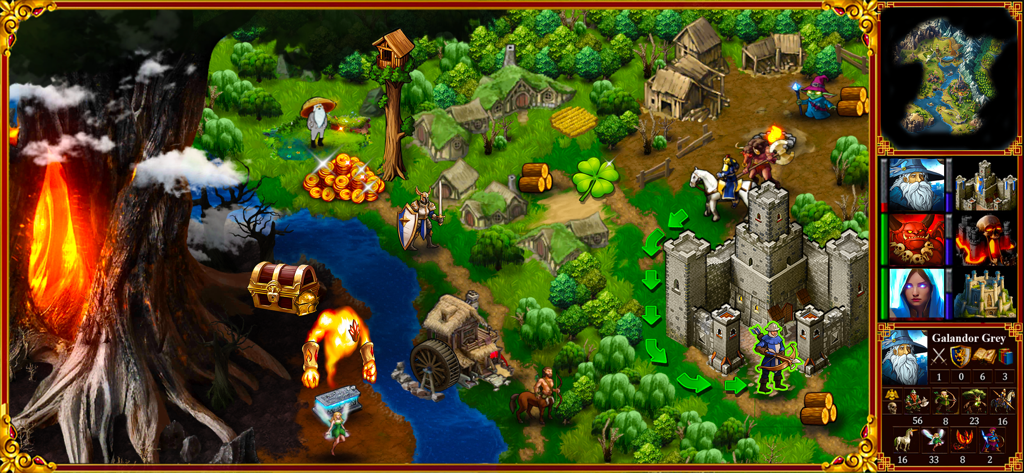 World map view of Era of Magic Wars featuring heroes and a castle