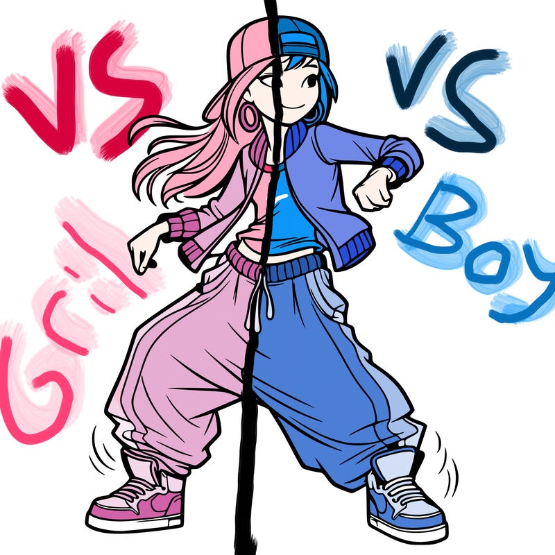 teenage girl doing street dance in baggy clothes