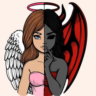 realistic angel half demon