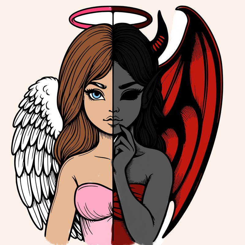 realistic angel half demon