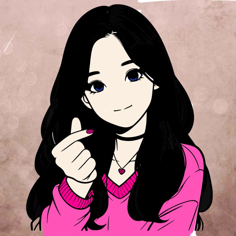 realistic girl making a korean heart