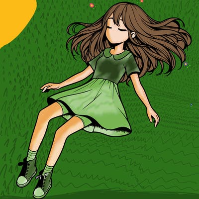 realistic girl floating