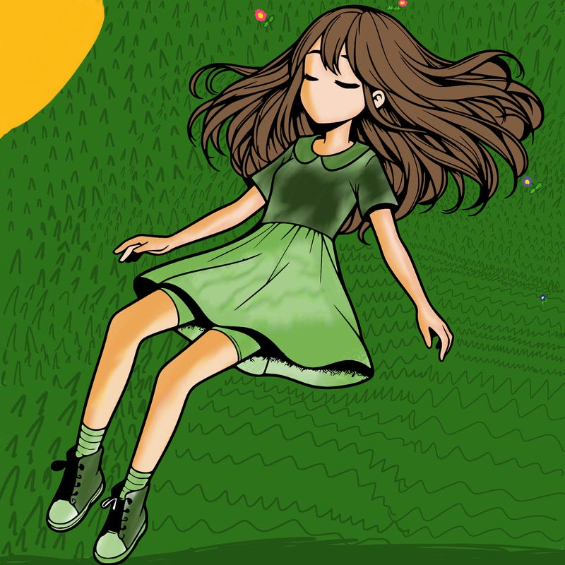 realistic girl floating