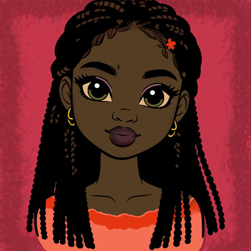 a realistic black girl with braids