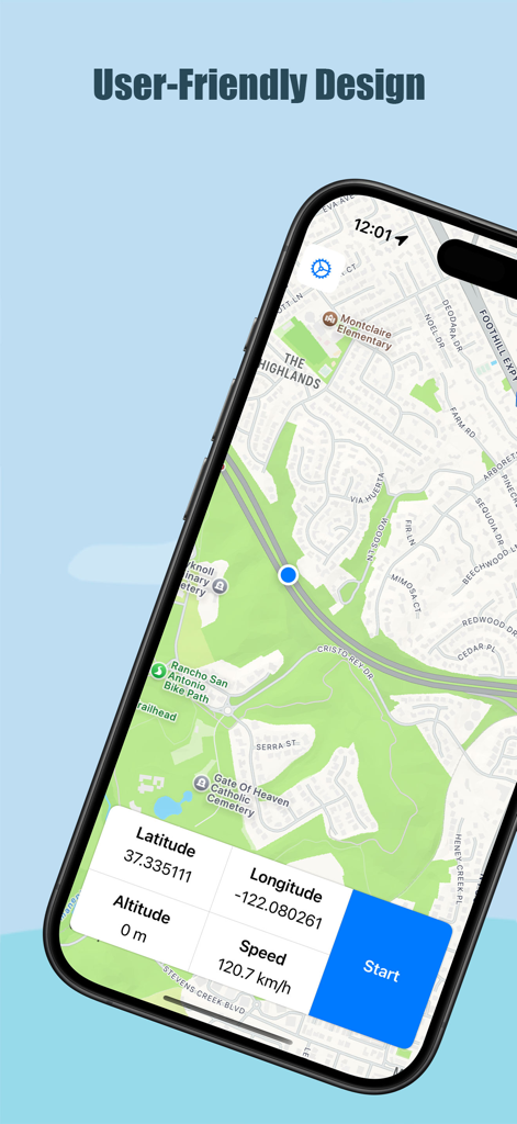 Aplicativo APRSKit mostrando rastreamento de localização GPS em tempo real em um mapa com dados de latitude, longitude e velocidade