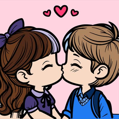 boy and girl kissing