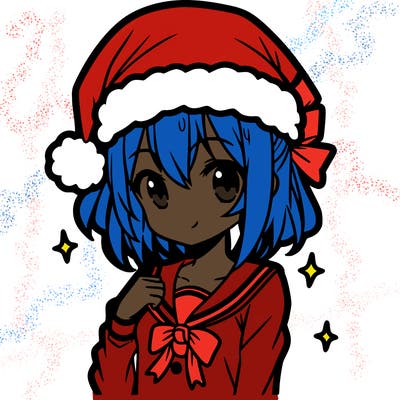 anime girl wearing a santa hat