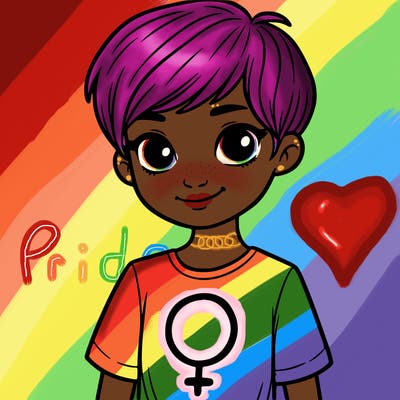 girl with pixie cut and feminist shirt