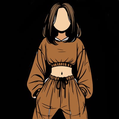 realistic girl faceless with baggy pants and a crop top