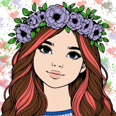 realistic girl with flower crown