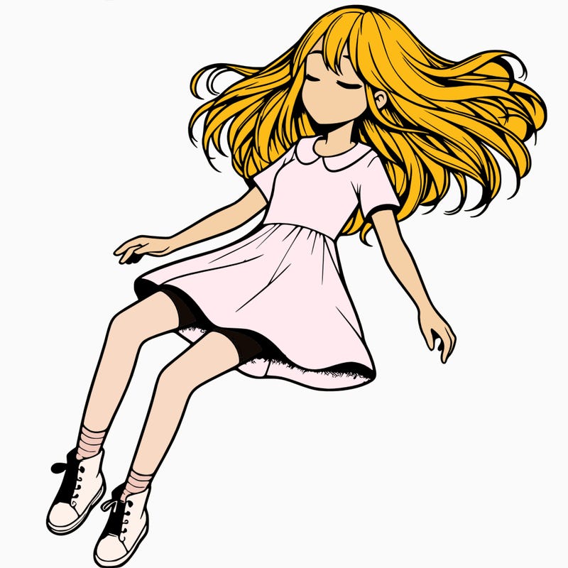 realistic girl floating