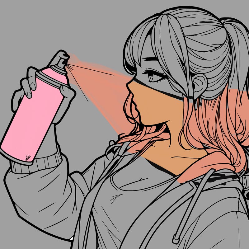 a realistic girl spray, painting