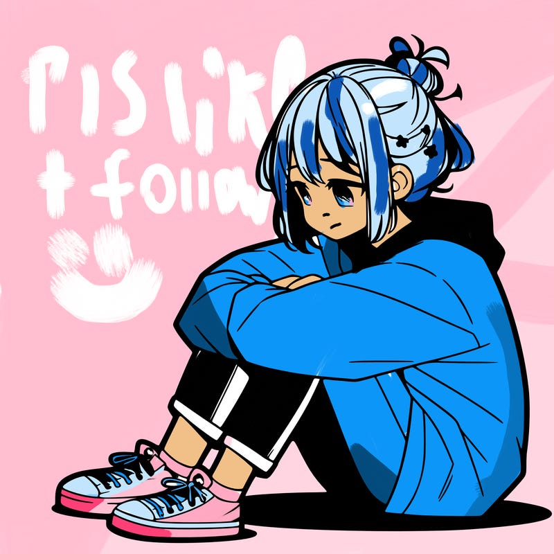 sad anime girl sitting alone