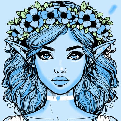 realistic female elf with flower crown