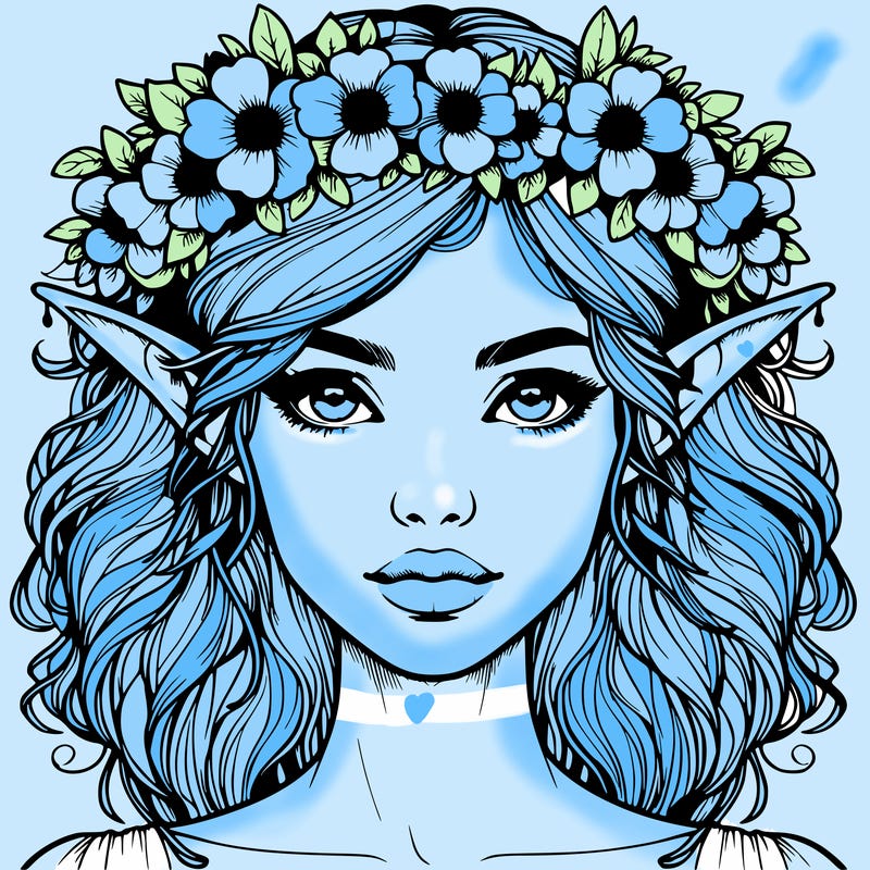 realistic female elf with flower crown
