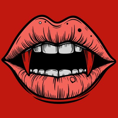 lips with vampire teeth