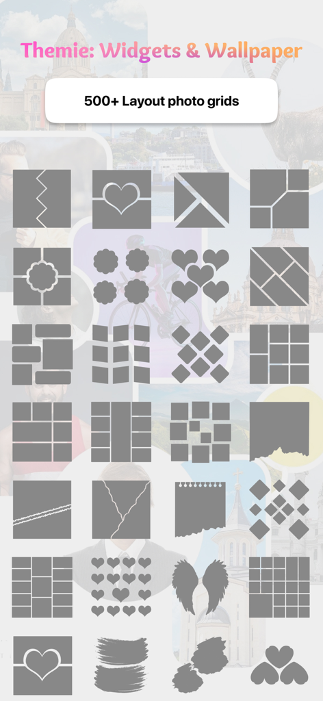 Themie: Widgets & Wallpaper - 様々な美しい写真グリッドレイアウトとコラージュテンプレートのコレクション。