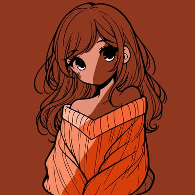 shy pretty girl wearing a sweater that is falling off one shoulder portrait