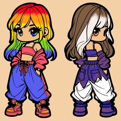 girl in crop top and baggy pants