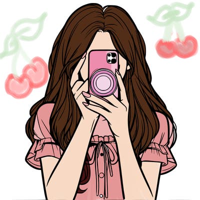 a realistic girl holding her phone taking pictures