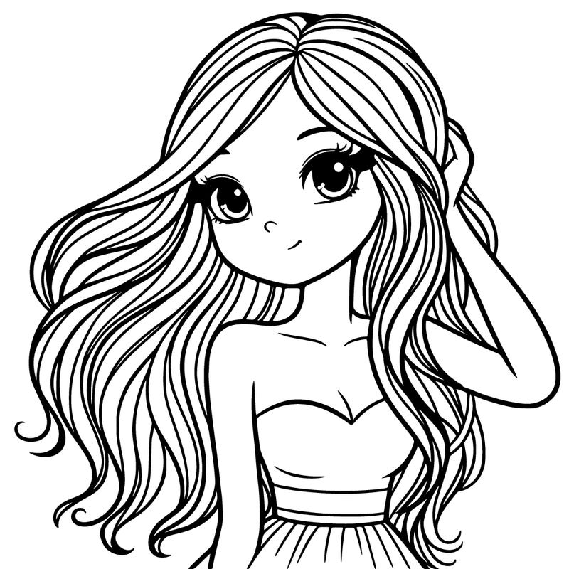 a beautiful girl with long hair