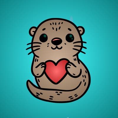 otter with a heart